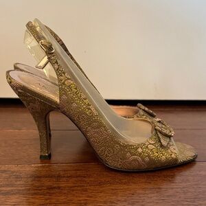 Anne Klein Gold and Pink Patterned Heels